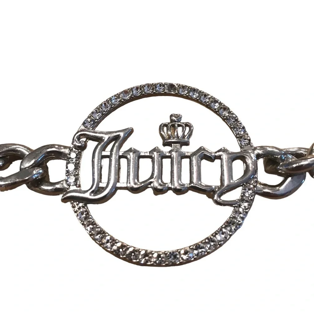 Juicy Couture Rhinestone Medallion Silver Tone Chain Link Belt Woman’s - Picture 2 of 5